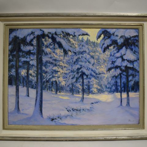 Eugène MOUSSET - Sapins sous la neige