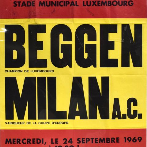Affiche de la finale 1969 de la Coupe d'Europe des champions entre Avenir Beggen et l'AC Milan