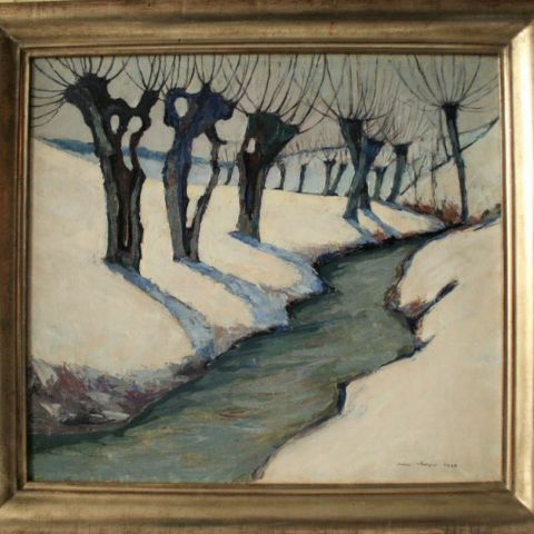 Nico KLOPP - Weider im Schnee - Huile sur toile , 1924