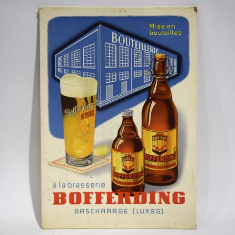 Panneau publicitaire vintage Brasserie BOFFERDING, Bascharage, années 60/70
